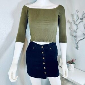 Forever 21 Cropped 3/4 Sleeve Top